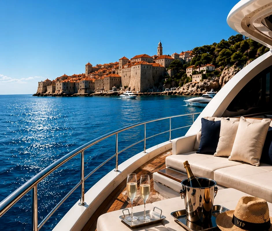 View towards the Adriatic from a private yacht